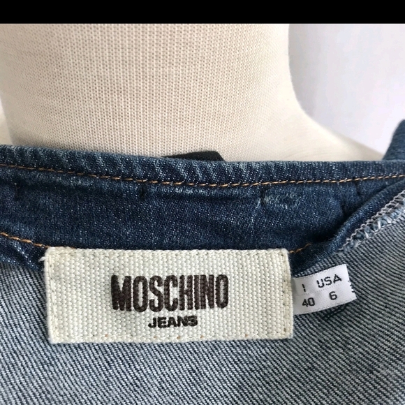 MOSCHINO Jeans  Denim  Collarless Jacket Beading Detail Hook Closure  Size 6 - Picture 9 of 9
